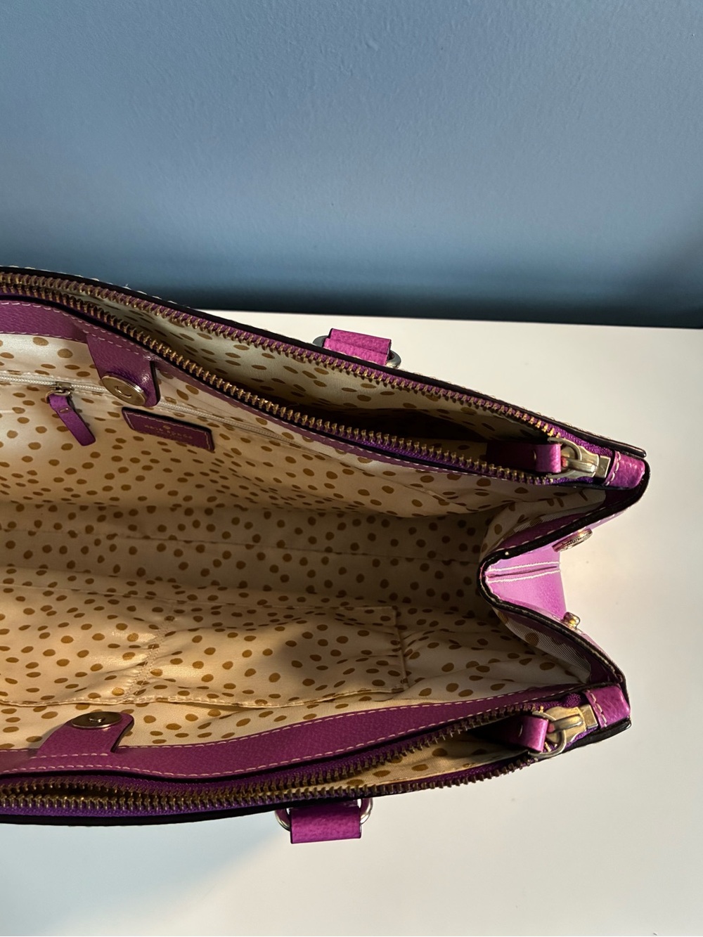 Kate Spade Fuchsia Leather Satchel with Gold Hardware - Picture 9 of 9